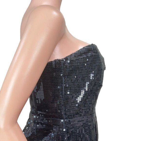 Forever 21 Black Strapless Sequin Mini Dress Size L Party Cocktail Evening - Picture 10 of 16